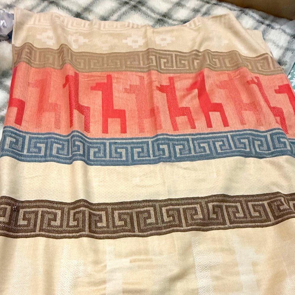 Peruvian Alpaca Cotton rainbow colored prismatic pashmina